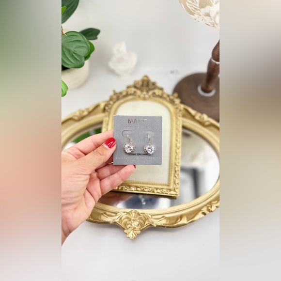 MARC Sterling Silver Heart Earrings – Swarovski® Marcasite & Cubic Zirconia - Picture 5 of 8